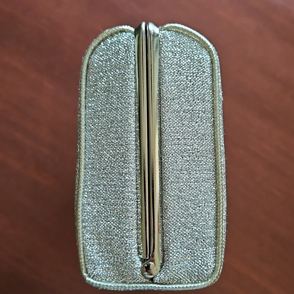 Elegant Clutch Shimmery Silver Women's Vintage - Attached Tuck Away Chain Handle